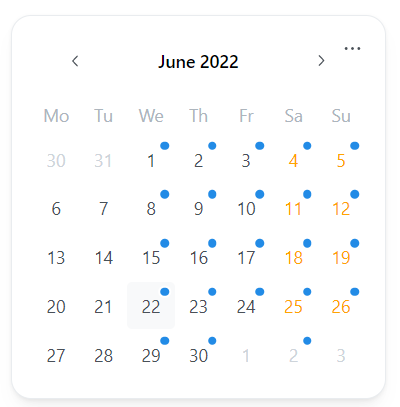 calendar in light mode