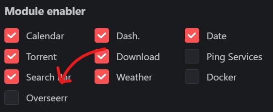 overseer module checkbox in the settings